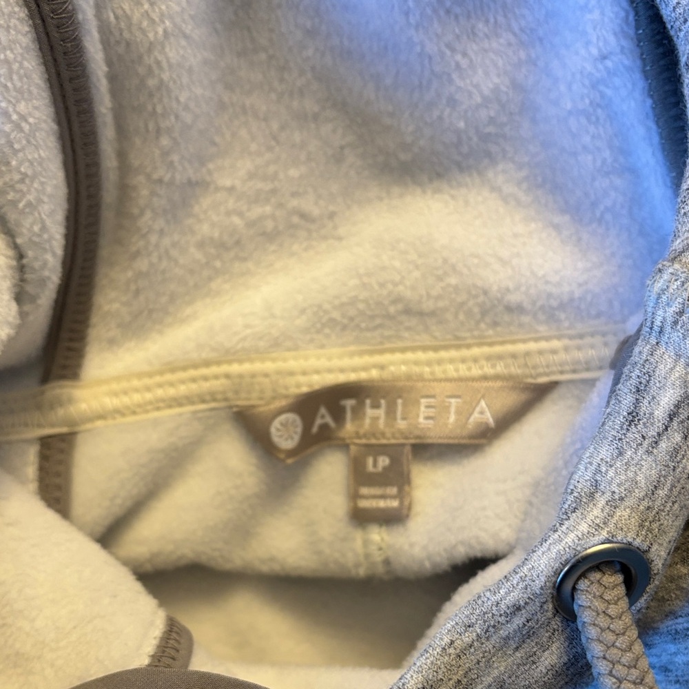 Athleta Light Gray Pullover Hoodie Sweatshirt Dress with Cowl Neck Large Petite - Picture 12 of 13